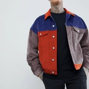 Oversized Corduroy Jacket in Block Color